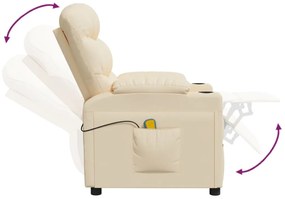 vidaXL Πολυθρόνα Μασάζ Ηλεκτρική Κρεμ Υφασμάτινη