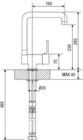 Orabella Nardo 20142 Black Matt - Μπαταρία Κουζίνας Παραθύρου