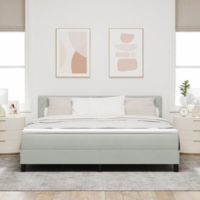 vidaXL Κρεβάτι Box Spring με Στρώμα  σε Ανοιχτό Γκρι Super King Βελούδο