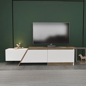 Έπιπλο Τηλεόρασης Λευκό / Καρυδί SILES 180x35x28.6
