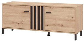 Έπιπλο Τηλεόρασης Laval 131 2K2V Artisan Oak - Μαύρο 132x40x52 εκ. 132x40x52 εκ.