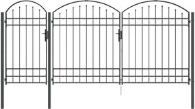 vidaXL Πύλη Κήπου με Καμπύλη Κορυφή Assen Γκρι 400 x 125 cm Ατσάλι