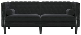 vidaXL Καναπές Chesterfield Argyle Μαύρο 174 x 74.5 x 70.5 εκ. Βελούδο