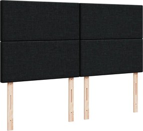 vidaXL Κρεβάτι Boxspring με Στρώμα Μαύρο 200x200 εκ. Υφασμάτινο
