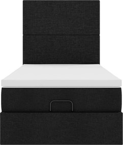 vidaXL Οθωμανικό κρεβάτι με στρώμα Μαύρο 80x200cm Ύφασμα