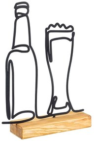 Διακοσμητικό Επιτραπέζιο Beer 565TNL1122 33x4x38cm Natural-Black Aberto Design Μέταλλο,Ξύλο