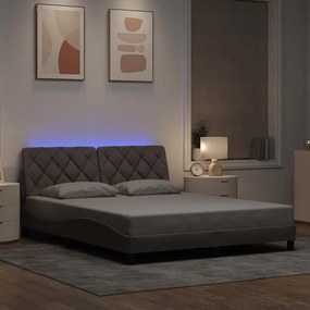 vidaXL Πλαίσιο κρεβατιού με LED χωρίς στρώμα Taupe 160x200 cm Ύφασμα