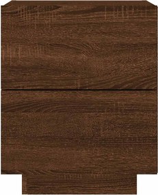 vidaXL Κομοδίνο με Φώτα LED Καφέ Δρυς Επεξεργασμένο Ξύλο