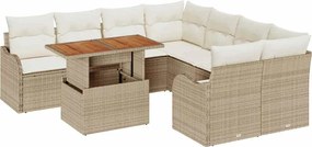 vidaXL Σετ Καναπέ Κήπου με μαξιλάρι 7 pcs μπεζ και κρεμ