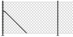 vidaXL Συρματόπλεγμα Περίφραξης Ανθρακί 0,8 x 25 μ. με Βάσεις Φλάντζα