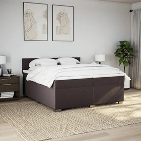 vidaXL Κρεβάτι Boxspring με Στρώμα Σκούρο Καφέ 200x200 εκ. Υφασμάτινο