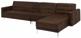 Γωνιακός Καναπές Berwyn G112, Λειτουργία ύπνου, Καφέ, 347x168x83cm, Πόδια: Μέταλλο