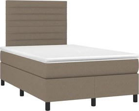 vidaXL Κρεβάτι Boxspring με Στρώμα &amp; LED Taupe 120x190 εκ. Υφασμάτινο