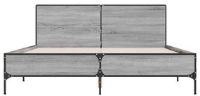 vidaXL Πλαίσιο Κρεβατιού Γκρι Sonoma 150x200 εκ. Επεξ. Ξύλο & Μέταλλο