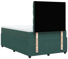 vidaXL Κρεβάτι Boxspring με Στρώμα Σκούρο Πράσινο 120x200εκ. Βελούδινο