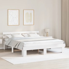 vidaXL Κρεβάτι με Κεφαλάρι Λευκό 180x200 εκ. Μασίφ Ξύλο Πεύκου