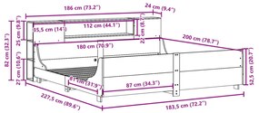 Σκελετός Κρεβατιού Χωρίς Στρώμα 180x200 εκ Μασίφ Ξύλο Πεύκου - Καφέ