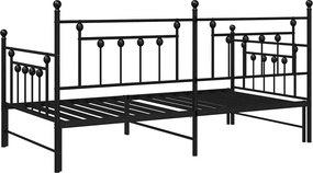 vidaXL Σκελετός κρεβατιού ημέρας Μαύρο 90 x 200 cm