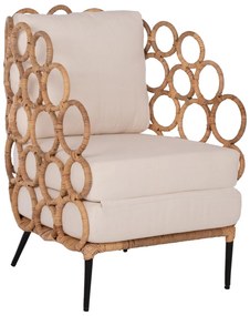 Πολυθρόνα RINGER C9341 Μεταλλική με Φυσικό RAttan 65x69x86Y εκ. 65x69x86 εκ.