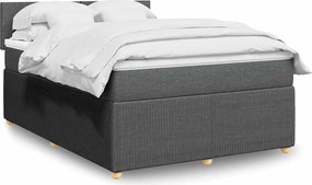 vidaXL Κρεβάτι Boxspring με Στρώμα Σκούρο Γκρι 140x200 εκ Υφασμάτινο