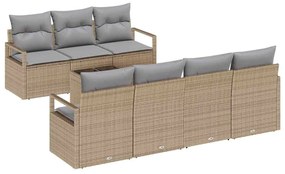 vidaXL Σετ Καναπέ 8 pcs Μπεζ και Γκρι συνθετικό ρατάν