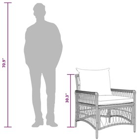 vidaXL Πολυθρόνα Κήπου με Μαξιλάρια, Μαύρη, 60 x 70 x 78 εκ. Πολυ Ράτταν