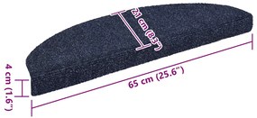 Πατάκια Σκάλας Αυτοκόλλητα 15 τεμ. Μπλε 65x21x4εκ. Βελονιασμένο 132701