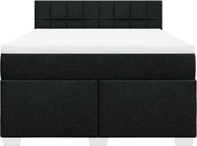 vidaXL Κρεβάτι Boxspring με Στρώμα Μαύρο 140x190 εκ. Υφασμάτινο