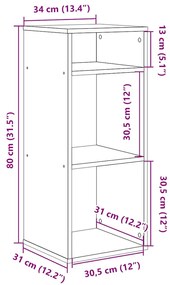 ΒΙΒΛΙΟΘΗΚΗ ΓΚΡΙ SONOMA 34X31X80 ΕΚ. ΑΠΟ ΕΠΕΞΕΡΓΑΣΜΕΝΟ ΞΥΛΟ 860279