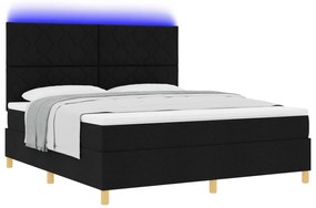 vidaXL Κρεβάτι Box Spring με Στρώμα & LED Μαύρο 180x200 εκ. Ύφασμα
