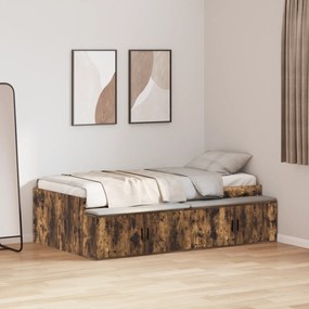 vidaXL Κρεβάτι Με Αποθήκη Καπνιστής Δρυς 80x200 εκ.