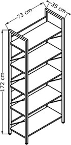 Βιβλιοθήκη Connect Megapap χρώμα florida oak 73x35x172εκ.