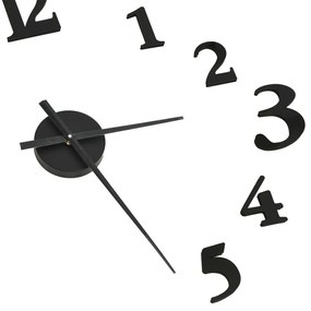 Ρολόι Τοίχου Τρισδιάστατο Μοντέρνο Μαύρο / Λευκό 100 εκ. XXL - Μαύρο