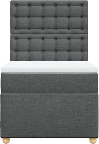 vidaXL Κρεβάτι Boxspring με Στρώμα Σκούρο Γκρι 90x190 εκ. Υφασμάτινο