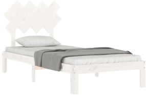 vidaXL Πλαίσιο Κρεβατιού με Κεφαλάρι Λευκό Μασίφ Ξύλο Single