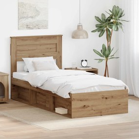 vidaXL Σκελετός Κρεβατιού Δρυς Artisan 100 x 200 cm Επεξεργασμένο Ξύλο