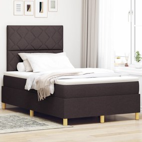 vidaXL Κρεβάτι Σπλήνας με Στρώμα Σκούρο Καφέ 120x200 εκ. Ύφασμα