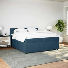 vidaXL Κρεβάτι Boxspring με Στρώμα Μπλε 200x200 εκ. Βελούδινο