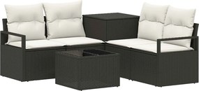 vidaXL Σετ Καναπέ 6 τμχ. Μαύρο και Κρεμ Λευκό 55 x 55 x 37 εκ