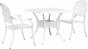 vidaXL Σερβίτσιο τραπεζιού κήπου 3 pcs Λευκό Χυτό αλουμίνιο