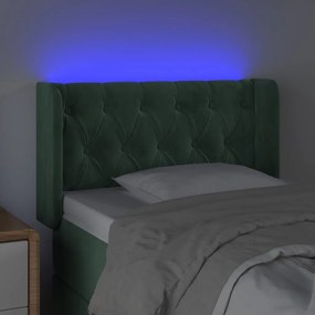 Κεφαλάρι Κρεβατιού LED Σκούρο Πράσινο 83x16x78/88 εκ. Βελούδινο - Πράσινο