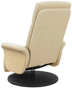 vidaXL Πολυθρόνα Μασάζ Ανακλινόμενη με Υποπόδιο Κρεμ Υφασμάτινη