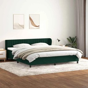vidaXL Box Spring κρεβάτι με στρώματα σκούρο πράσινο Βελούδινο