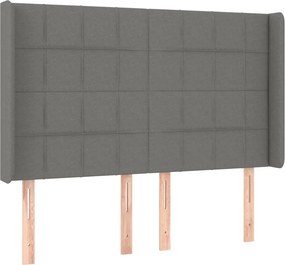 vidaXL Κρεβάτι Boxspring με Στρώμα &amp; LED Σκ.Γκρι 140x190εκ. Υφασμάτινο
