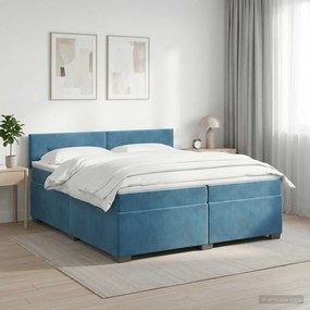 vidaXL Κρεβάτι box spring με στρώμα Σκούρο Μπλε 200 x 200 cm Βελούδο