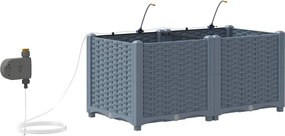 vidaXL Γλάστρα Κήπου 2 pcs Ανοιχτό Γκρι Ατσάλι