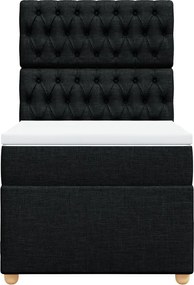 vidaXL Κρεβάτι Boxspring με Στρώμα Μαύρο 90x190 εκ.Υφασμάτινο