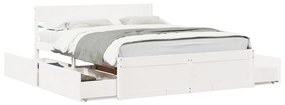 vidaXL Πλαίσιο Κρεβατιού Συρτάρια Λευκό 140x200 εκ. Μασίφ Ξύλο Πεύκου