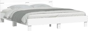 vidaXL Πλαίσιο Κρεβατιού με Κεφαλάρι/LED Λευκό 160x200 εκ.