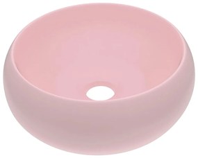 vidaXL Νιπτήρας Πολυτελής Στρογγυλός Ροζ Ματ 40 x 15 εκ. Κεραμικός